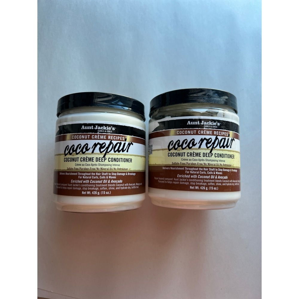 2-Aunt Jackie's Coco Repair Coconut Creme Deep Conditioning 15oz New Expired
